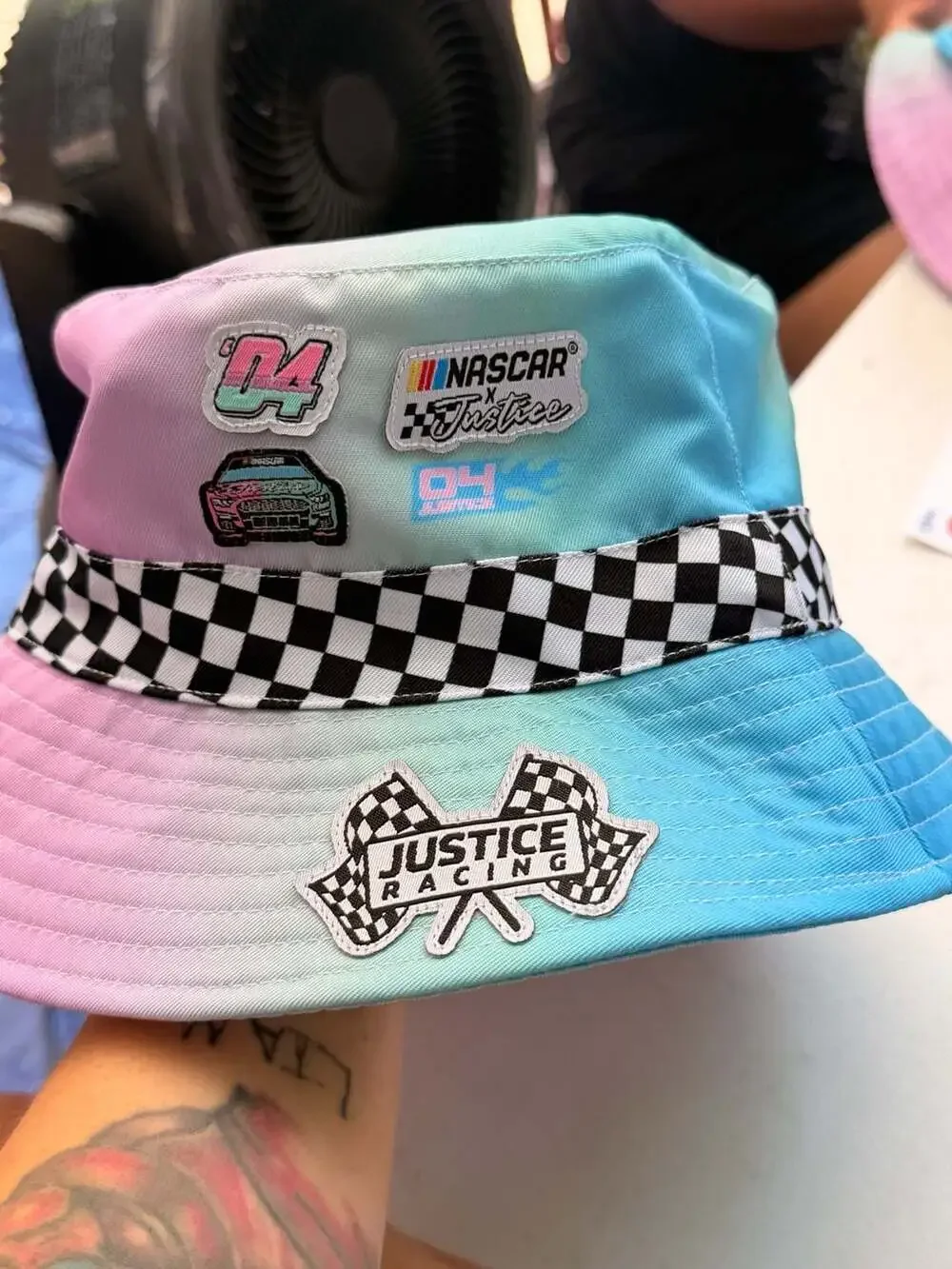NASCAR x Justice Ombre Checkered Bucket Hat One Size